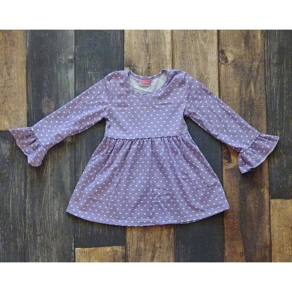 Valentine's Purple Polka Hearts Pearl Knit Dress